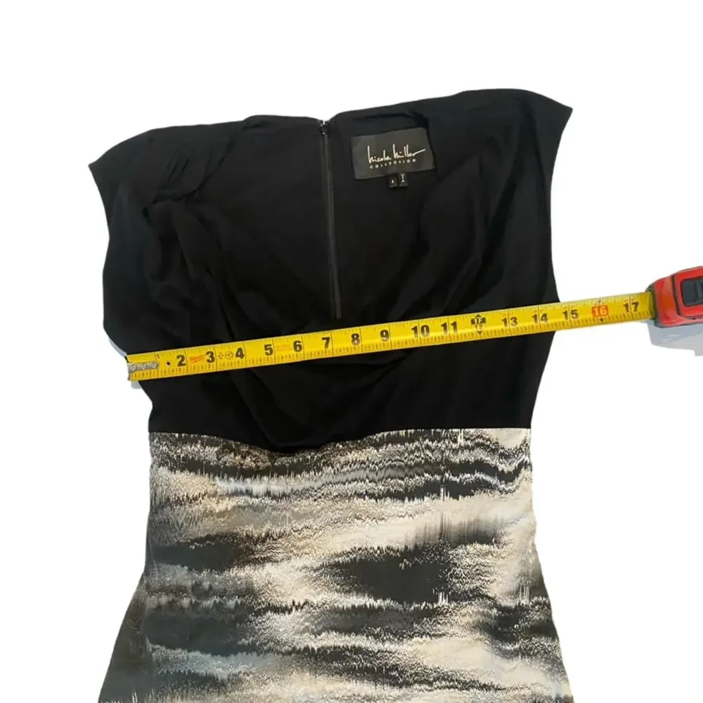 Nicole Miller L126812 Womens Black Distorted Fog Combo Dress Size 6